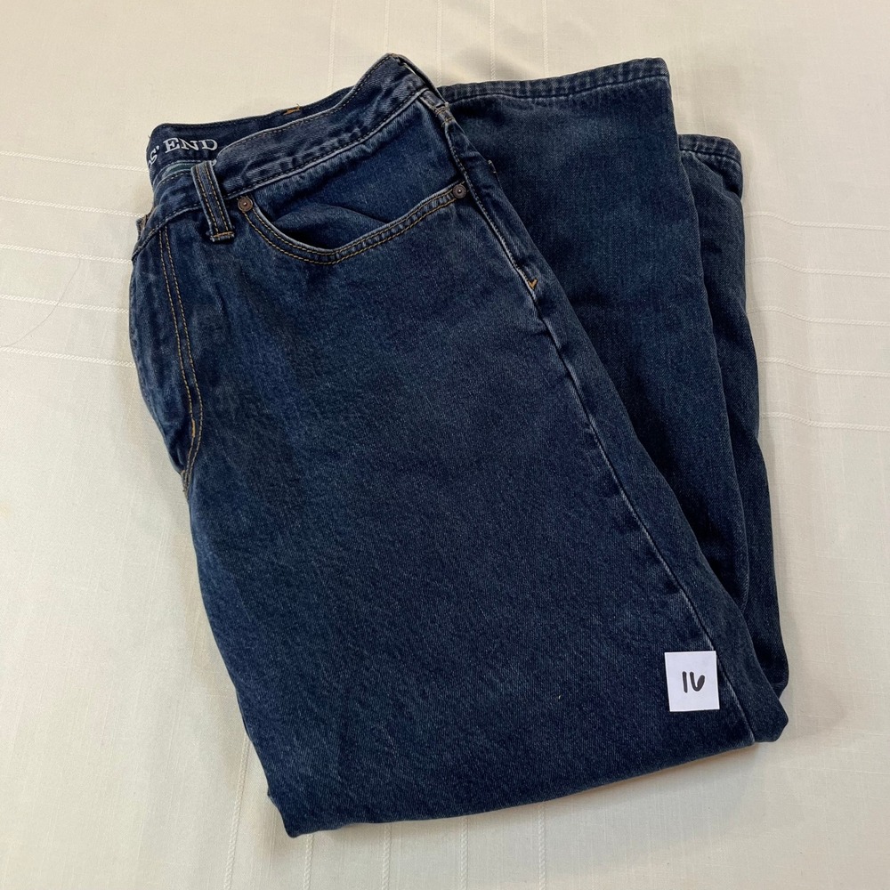Lands End Mens Dark Wash Flannel Lined Classic Fit Denim Jeans Size‎ 36x27